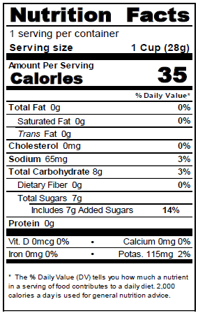 BBQ 1oz Dunk Cup Nutrition Facts