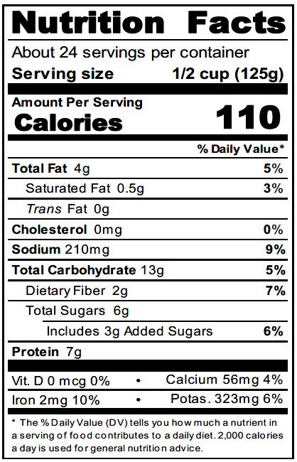 Plant Based Protein Pasta Sauce - Bolognese Nutrition Fact Panel