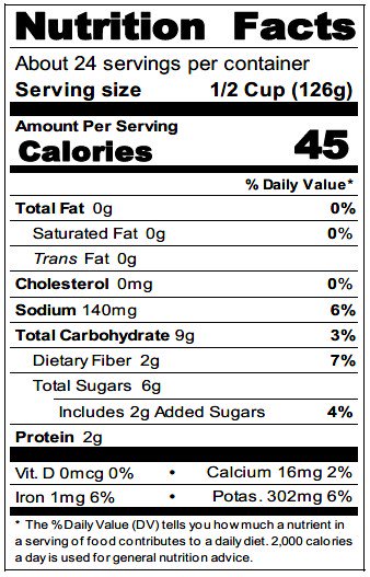 Pasta Sauce MS99 Nutrition Facts