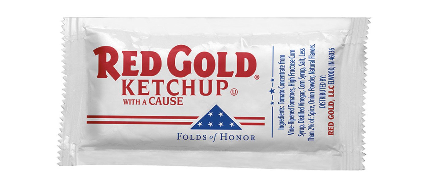 Red Gold Folds of Honor Ketchup Packet