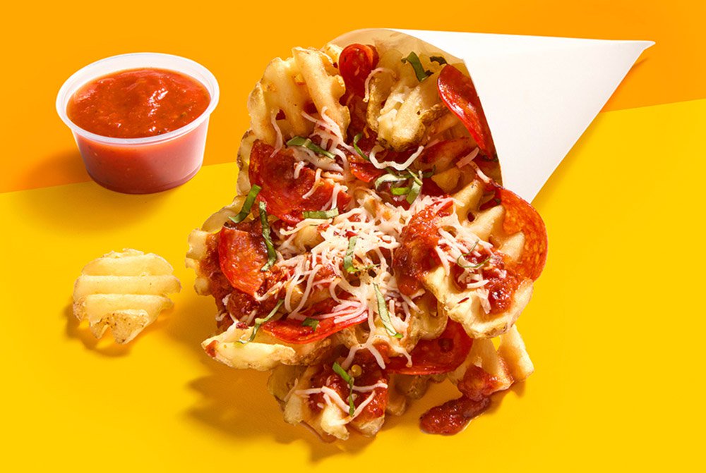 pizzacone Meat Lover Pizza Waffle Fries