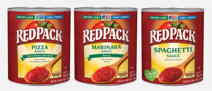 RGcans Redpack® from Red Gold® offers fully prepared sauces in #10 cans, pouches, and in PC cups.