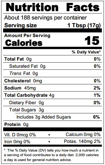 Naturally Balanced Ketchup YL9P Nutrition Facts