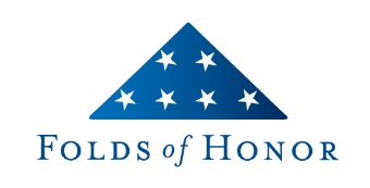 Folds of Honor logo featuring a blue folded flag with white stars, symbolizing support for military families.