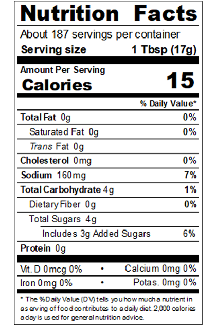 REDY999_RedGold_TomatoKetchup_29%ExtraStandard_#10Can_112OZ_Nutrition