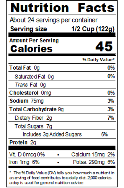 VINHM99_Low Sodium Tomato Sauce_Nutrition_Food Service