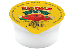 An image of a 3 oz cup of Red Gold Salsa.